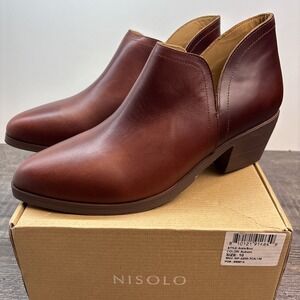 Nisolo Women's 10 Mia Everyday Ankle Boots Auburn Leather Dust Bag NEW